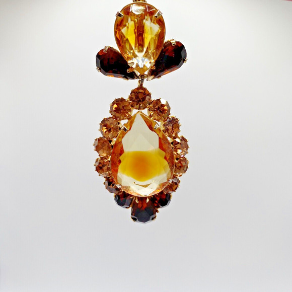 Vintage Givre Bi Color Glass Rhinestone Necklace Earrings Set High Quality Demi - Picture 3 of 16